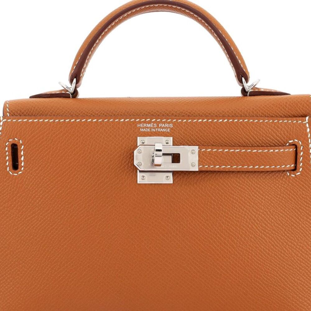 Hermes Kelly Mini II Bag Gold Epsom with Palladium Hardware 20 Brown - Picture 7 of 8